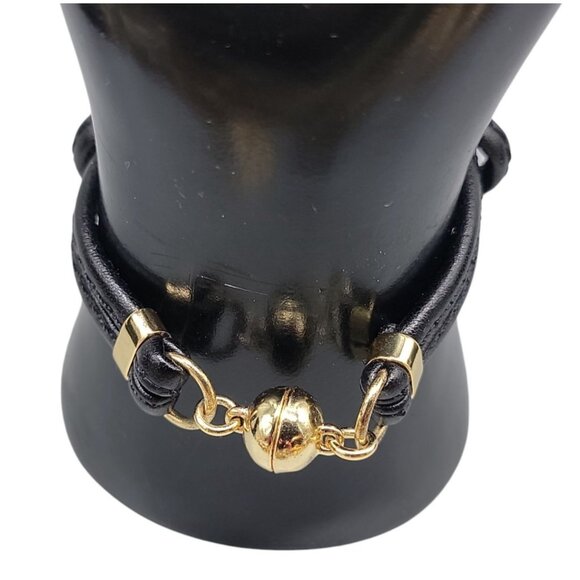 Roberto RFM Nodi Bracelet SZ 6 Gold Tone Links Leather Straps Magnetic Close - Picture 8 of 10